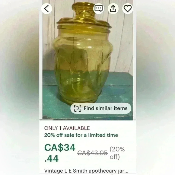 2-Amber  L.E.Smith Apothecary canisters - Picture 4 of 4